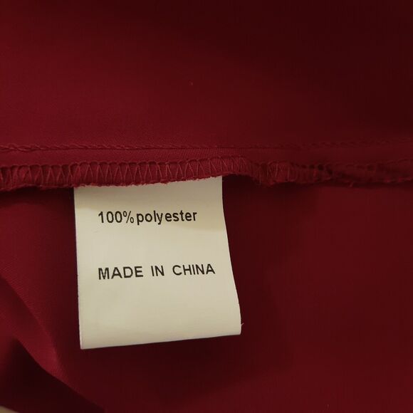 NWT Burgundy Dark Red Satin Midi Dress Sz XL Wrap Front Short Sleeves Tie Waist - Picture 7 of 10